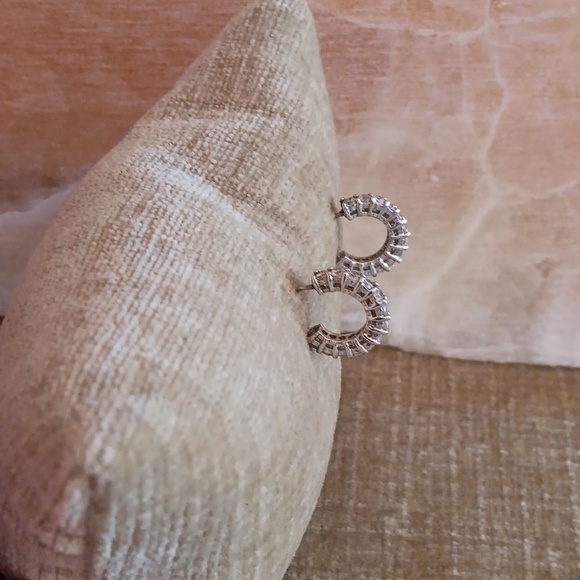 Silver Tone Rhinestone Earrings - Picture 2 of 7